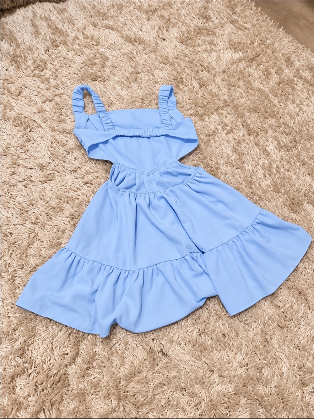 Light Blue Cutout Ruffle Mini Dress - Picture 4 of 4